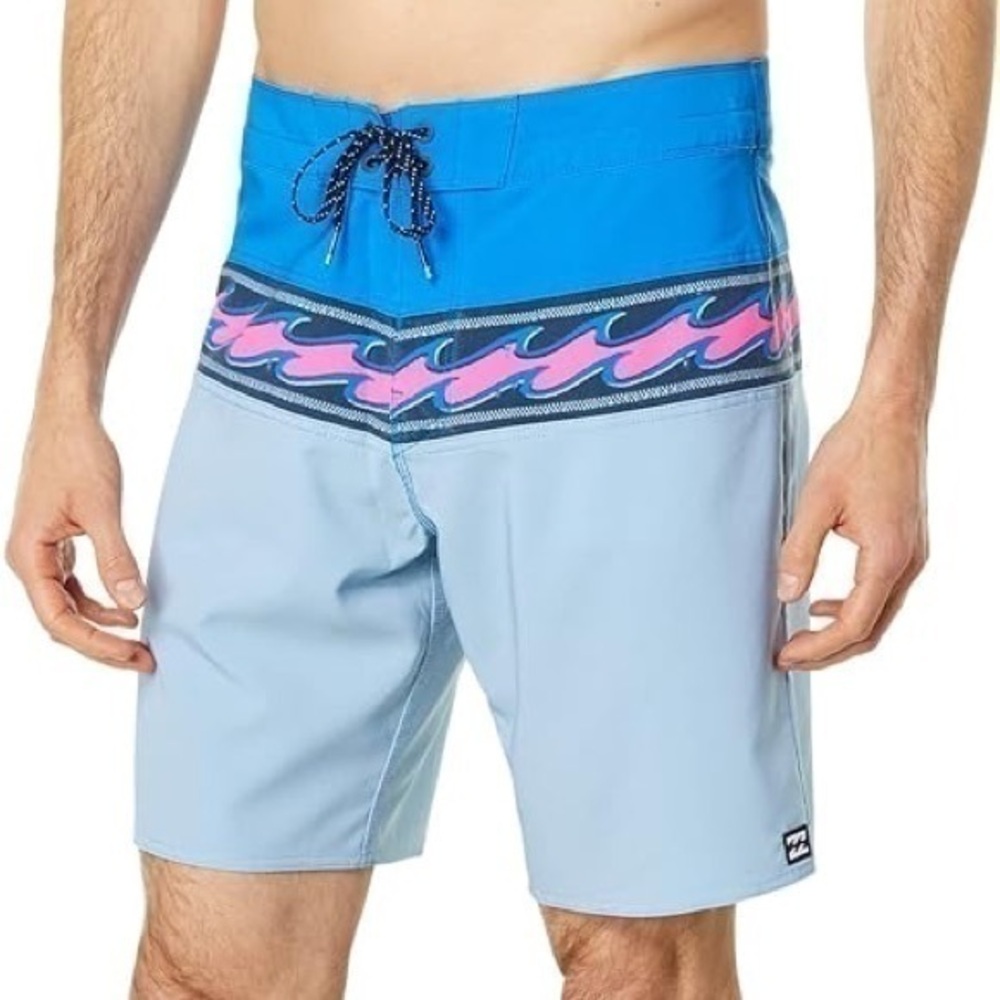 Billabong Momentum Pro Blue Swim Performance Mid Length Boardshorts Size 36 New